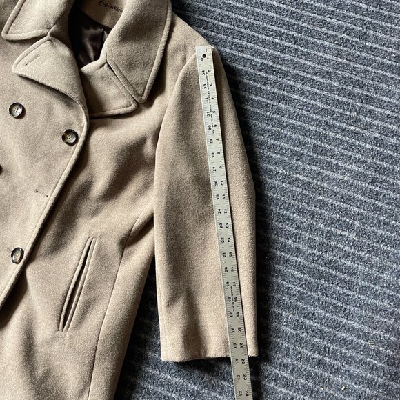 Calvin Klein Taupe/Brown Pea Coat, Size 16 Double Breasted - Picture 15 of 16